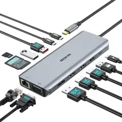 MOKiN USB-C ドッキングステーション 13-in-1 多機能ハブ デュアル/トリプルディスプレイ対応 HDMI×2+DP / 100W PD高速充電/有線LAN 在宅勤務・多画面作業向けSurface/Galaxy/Dell/HP/Lenovo等に適