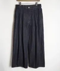 美品 CS シーエス Chikashitsu +(チカシツプラス)タック ワイド デニム パンツ ジーンズ サイズ1 インディゴ 7260Q★2