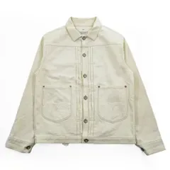 PHERROW'S FRONTIER SERIES トリプルプリーツ デニムジャケット Gジャン L ホワイト 生成り シンチバック タック Lot 100WB DENIM WORK JACKET