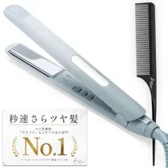 ヘアアイロン ストレートアイロン 2WAY 高速起動 ダブルマイナスイオン ミラーチタニウム ムーングレー 24mm(ダブルイオン・コーム付き)e 04d8af75