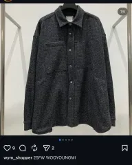 46 WOOYOUNGMI ウーヨンミ ウール CHECK シャツ ブラック