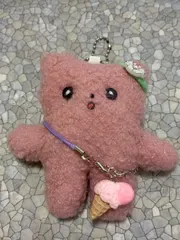 【お試し価格!】ピンクのくまちゃんボールチェーン(セリアオリジナルドール素体使用) ぬいぐるみ ハンドメイド