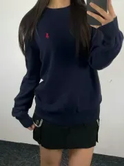 ポロ ネイビー メリノウール ニット