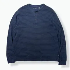 2000s CHAPS Henry Neck Border L/S T-Shirts 【XL】 2000年代 y2k チャップス ヘンリーネック ボーダー カットソー ロングTシャツ ロンT 古着 ヴィンテージ ネイビー
