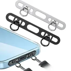 WFGKPXC ストラップホルダー スマホ ストラップホルダー 2口 ダブルリング 極薄0.4mm 金属ステンレス製 充電干渉なし 丈夫 落下紛失防止 iPhone対応 スマホアクセサリー