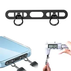 ストラップホルダー専用2点吊り 金属ステンレス製 2口 ダブルリング 極薄0.3mmスマホ ストラップホルダー スマホストラップ ストラップホール ストラップパッチ スマホショルダー 紛失・落下・盗難防止 便利 全機種対応