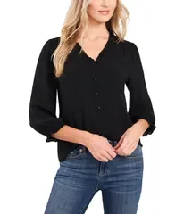 セセ レディース トップス シャツ Vネック フリル ブラウス CeCe 34 Sleeve Ruffled VNeck Blouse Rich Black ブラック