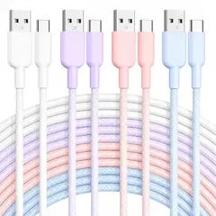 【新品】 USB-A to USB-C ケーブル 2m 4 本セット 3A 急速充電 データ転送 480Mbps 編み込み ナイロン 4 色