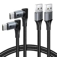 【新品】 SUNGUY USB C ケーブル L字 Type-C 1m【2本セット】18W高速充電 USB-A to USB-C 100cm USB2.0データ転送 Android Auto/Carplay対応 ナイロン編み高耐久性 iPhone 17/16/
