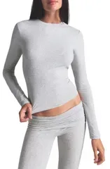 スキムズ レディース トップス Tシャツ コットン ジャージー SKIMStretch Cotton Jersey Long Sleeve TShirt Light Heather Grey グレー