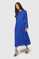 ウォリス レディース トップス ワンピース フラワー柄 プリーツ ミディ フラワー Wallis Pleated Floral Trimidi Dress Cobalt コバルト