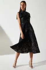 コースト レディース トップス ワンピース Coast Bow Sleeve Jacquardress Black ブラック