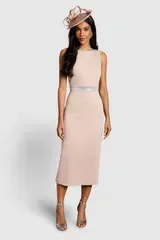 コースト レディース トップス ワンピース ミディ Coast Embellished Waist Ponte Midi Dress Mocha モカ