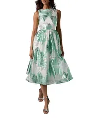 コースト レディース トップス ワンピース ミディ Coast Jacquard Fit And Flare Midi Dress Green グリーン