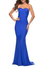 ラフェム レディース トップス ワンピーストラップレス La Femme Sweetheart Strapless Gown with Side Ruching Royal Blue ブルー