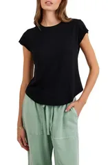 ベラダール レディース トップス Tシャツ コットン Bella Dahl Cotton Blend Slubaby Tee Black ブラック