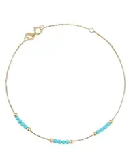 ムーン メドウ レディース アクセサリー ブレスレット・バングル・アンクレット Moon Meadow 14K Yellow Gold Turquoise Polished Bead Box Link