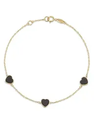 ムーン メドウ レディース アクセサリー ブレスレット・バングル・アンクレット Moon Meadow 14K Yellow Gold Onyx Triple Heart Chain Bracelet