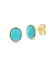 ムーン メドウ レディース アクセサリー ピアス・イヤリング Moon Meadow 14K Yellow Gold Turquoise Bezel Stud Earrings Gold ゴールド