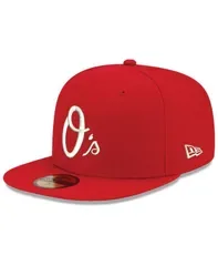 ニューエラ メンズ アクセサリー 帽子 ロゴ New Era Mens Red Baltimore Orioles White Logo 59FIFTY Fitted Hat Red レッド
