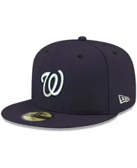 ニューエラ メンズ アクセサリー 帽子 ロゴ New Era Mens Navy Washingtonationals Logo White 59FIFTY Fitted Hat Navy ネイビー