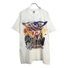 00年代 AERO SMITH エアロ・スミス 2002 ツアーTシャツ バンド ホワイト(メンズ XL)中古 古着 U7926