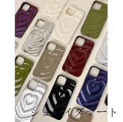 iPhone16/15 対応 ふわもこハート立体ケース ペアで使える カップルケース シンプル可愛い 純色