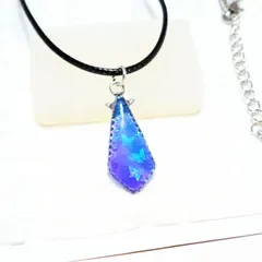 虹色蝶々と青雫ネックレス