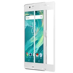 【新品】 Xperia X Performance フィルム ガラス 全面吸着 ガラスフィルム 炭素繊維 3D 全面保護 SO-04H SOV33 エクスペリア X パフォーマンス PROTAGE (ホワイト) 1