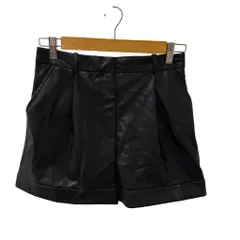 ザラ ZARA タグ付き ショートパンツ フェイクレザー タック ロールアップ EUR M 黒 ブラック /MZ ■GY70