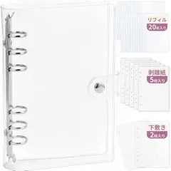 【新品】 シール帳 A5 A6 A7 【3サイズ・9色】20+5+2枚 透明 シール帳 リフィル 6穴 バインダー 大きめ 持ち歩き、シルバー、A7