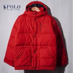 ポロラルフローレン Polo by Ralph Lauren ダウンジャケット M 相当 表記 XL レッド ロゴ刺繍 ワンポイント ストリート アメカジ Y2K 古着 Y029