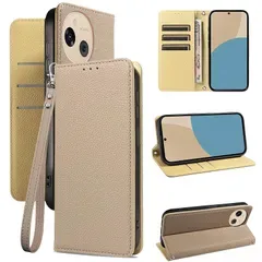 【新品】 QUEASON aquos sense9 用 ケース 手帳型 aquos sense10 用 ケース ストラップ付き 高級レザー【ライトグレー】