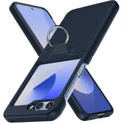 【新品】 WACJOSD 対応 Galaxy Z Flip6 用の ケース リング 耐衝撃 PC 薄型 Z Flip6 用 ケース おしゃれ 青