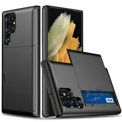 【新品】 MuZiF Samsung Galaxy S23 Ultra 用 ケース カード収納 耐衝撃構造 米軍耐衝撃 全面保護 擦り傷防止 PC 背面収納 S23 Ultra用 カバー ケース(Galaxy S23 Ultra,ブラック)