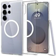 【新品】 Spigen 【Samsung 認定】 Galaxy S25 Ultra ケース エアスキン・ハイブリッド・マグフィット (クリア・ホワイト)