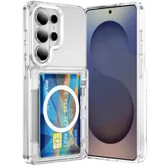 【新品】 MuZiF Galaxy S23 Ultra 用 ケース クリア カード収納 米軍MIL規格の保護 車載ホルダー対応 耐衝撃構造 黄変防止 擦り傷防止 透明PC背面 カバー (Galaxy S23 Ultra,クリア)
