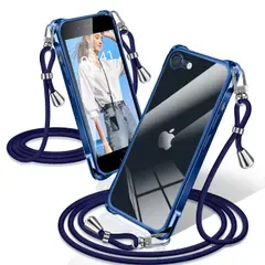 XIOYATY iPhone SE3/SE2/8/7対応 ケース クリア ショルダー メッキ調縁 ストラップ付き 紐付き 四隅クッション カメラ保護 0