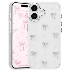 Cninyck iPhone 17 用 ケース 可愛い キラキラ リボン スマホケース いphone17 用 対応 あいふおん17ケース おしゃれ 0