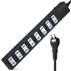 SAYBOUR 電源タップ マグネット 強力 適格請求書発行可 8個口 雷サージ付 ホコリシャッター付 延長コード 一括スイッチ (1m, ブラック) 0