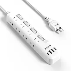 Mscienエムサイン 電源タップ usb付き 8個AC口 1個usbc 3個usba 延長コード 1m 雷ガード usb コンセント oa スイッチ付き 壁掛け たこあしコンセント テーブルタップ マルチタップ スイングプラグ おしゃれ 分岐 タコ足配線 0