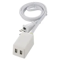 オーム電機 電源タップ USBタップ USB充電器 急速充電 コード付き AC充電器 USBポート2個 過電流保護 1m ホワイト HS-1MUSB-22 00-1658 OHM 0