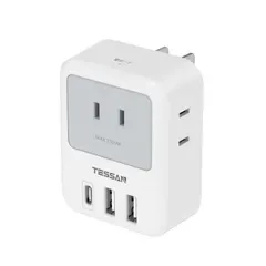 TESSAN USB コンセント タップ 電源タップ USB-C付き たこあしコンセント 雷ガード タコ足配線 マルチタップ 分岐 たこあし配線 0