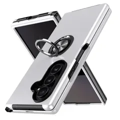【新品】 WOYSOBA 適合 Galaxy Z Fold7 用ケース リング付き 耐衝撃 TPU 車載ホルダー対応 シルバー