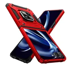 【新品】 Mnunjiajia 対応 Galaxy Z Flip7 用ケース リング 衝撃吸収 耐衝撃 PC+TPU 二重構造 レッド