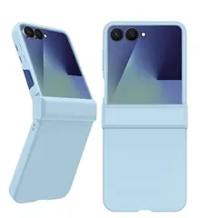 【新品】 ATUSIDUN For Galaxy Z Flip7 ケース 耐衝撃 軽量 PC ヒンジ保護 SC-55F SCG35 カバー スカイブルー