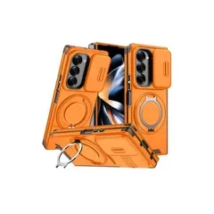 【新品】 MPHSZJEO 対応 Galaxy Z Fold8 Ultra 用ケース リング付き スライド式カメラカバー 耐衝撃 スタンド機能 オレンジ CP