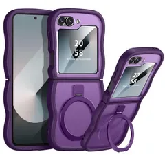 【新品】 TMUJWS 対応 Galaxy Z Flip6/5 用のケースMagnetic対応 マット半透明 SC-54E SCG29 ウェーブ スタンド機能