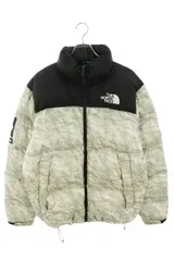 シュプリーム ×ノースフェイス THE NORTH FACE 19AW Paper Print Nuptse Jacket ペーパープリントヌプシダウンジャケット メンズ M