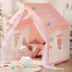 プリンセスお城テント 大型キッズテント 子供遊びテント おもちゃ小屋 屋内屋外兼用 光る星ライト付き 通気性紗カーテン プレイハウス 女の子 誕生日プレゼント パーティー装飾 秘密基地 ピンク